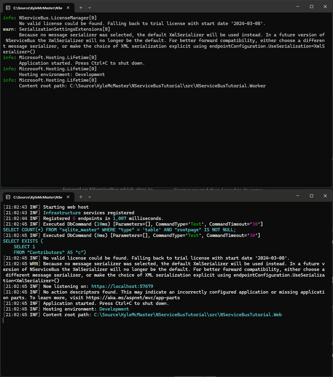 Output of the sample application be executed