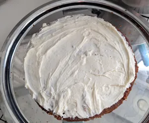 A single frosted cake