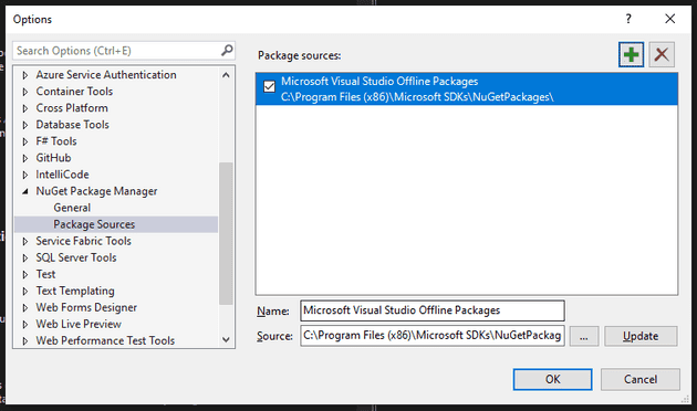 Installed NuGet Feeds