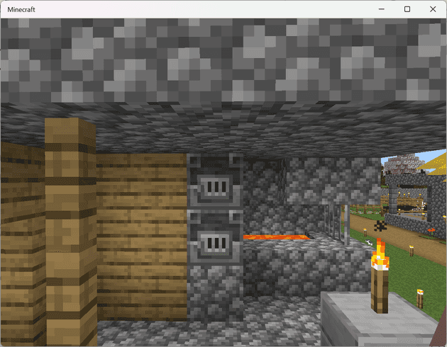 Village 1's Forge - with blast furnaces and lava